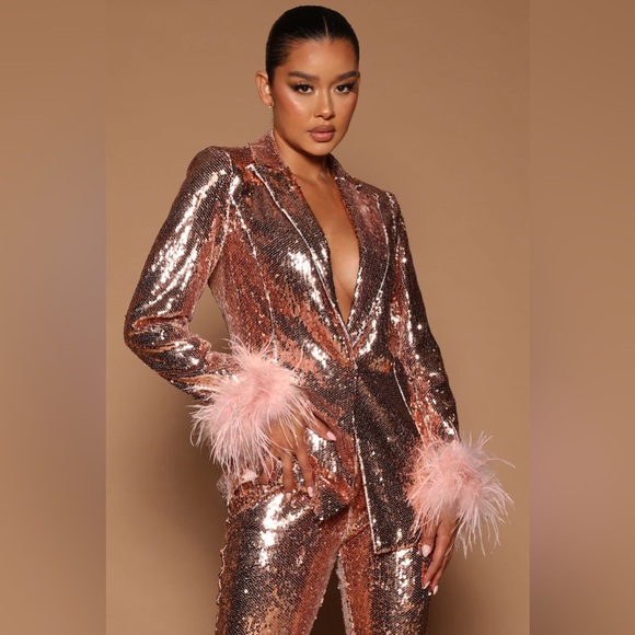 Fashion Nova Melinda Sequin Blazer Set - Pink NWT - Picture 2 of 7